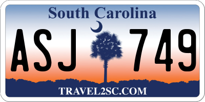 SC license plate ASJ749