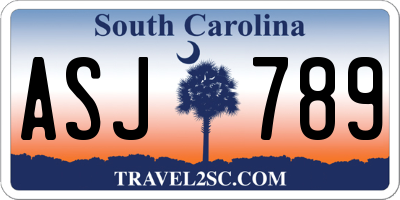 SC license plate ASJ789