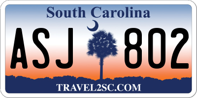 SC license plate ASJ802