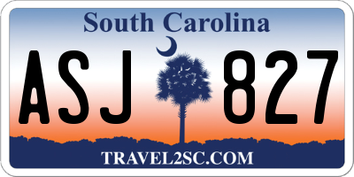 SC license plate ASJ827