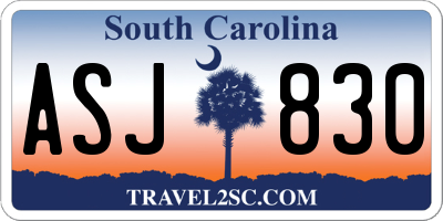 SC license plate ASJ830