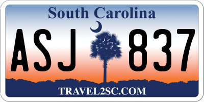 SC license plate ASJ837