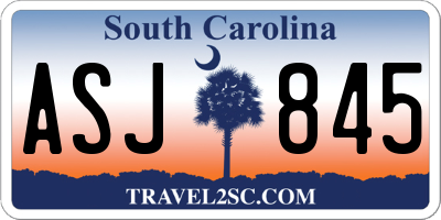 SC license plate ASJ845