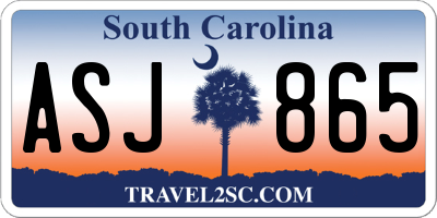 SC license plate ASJ865