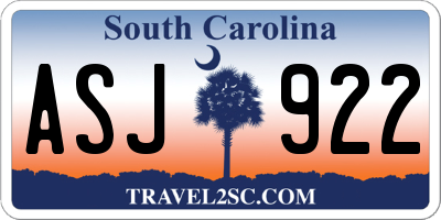 SC license plate ASJ922