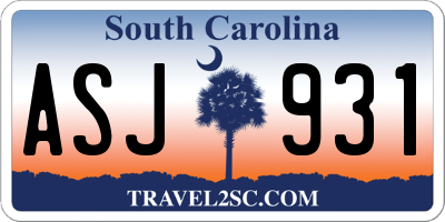 SC license plate ASJ931