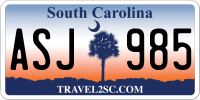 SC license plate ASJ985