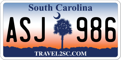 SC license plate ASJ986