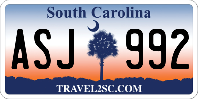 SC license plate ASJ992