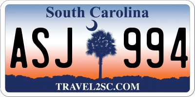 SC license plate ASJ994