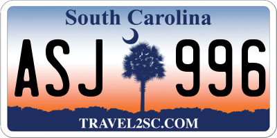 SC license plate ASJ996
