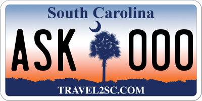 SC license plate ASK000