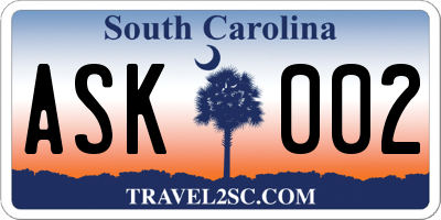 SC license plate ASK002