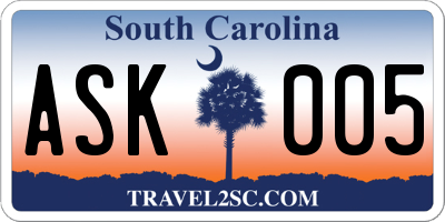 SC license plate ASK005