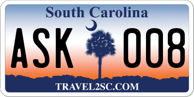 SC license plate ASK008