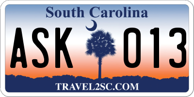 SC license plate ASK013