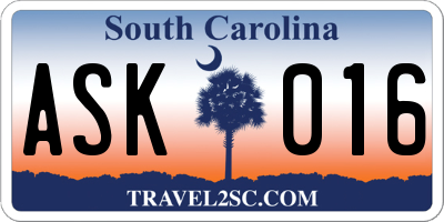 SC license plate ASK016