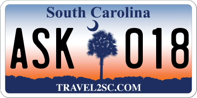 SC license plate ASK018