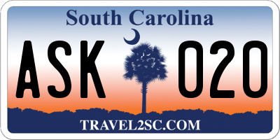SC license plate ASK020