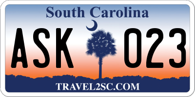 SC license plate ASK023