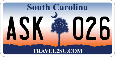 SC license plate ASK026