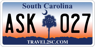 SC license plate ASK027