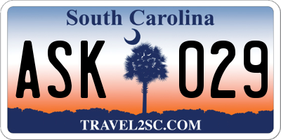 SC license plate ASK029