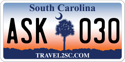 SC license plate ASK030