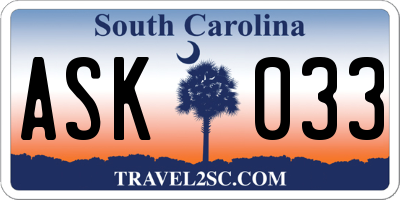 SC license plate ASK033