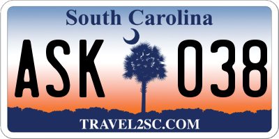 SC license plate ASK038