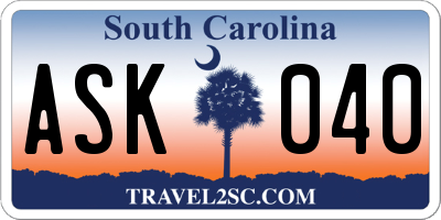 SC license plate ASK040