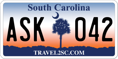 SC license plate ASK042