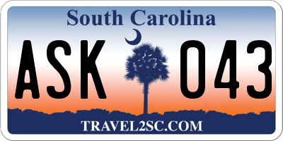 SC license plate ASK043