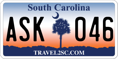 SC license plate ASK046