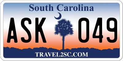 SC license plate ASK049