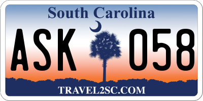 SC license plate ASK058