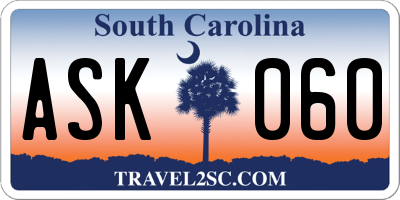 SC license plate ASK060