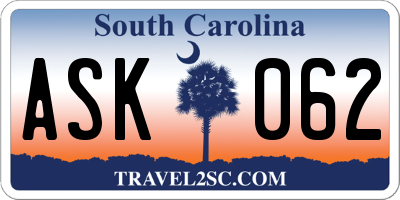 SC license plate ASK062