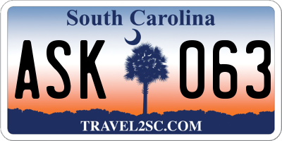 SC license plate ASK063