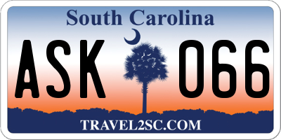 SC license plate ASK066