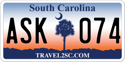 SC license plate ASK074