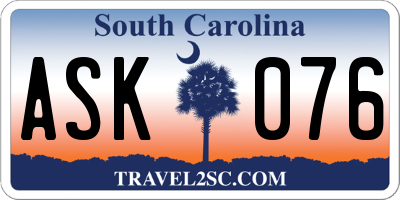 SC license plate ASK076