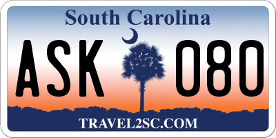 SC license plate ASK080