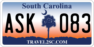SC license plate ASK083