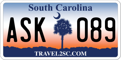 SC license plate ASK089
