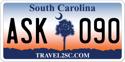 SC license plate ASK090