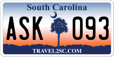 SC license plate ASK093