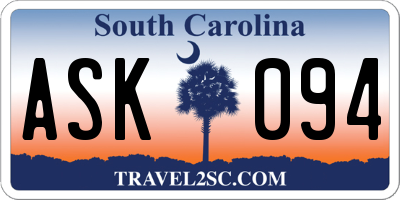 SC license plate ASK094