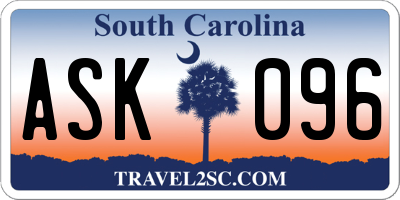SC license plate ASK096