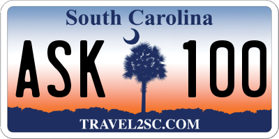SC license plate ASK100